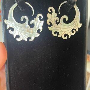 Elegant carved mother of pearl Swirl Earrings